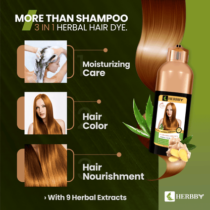 Hair Color Shampoo for Gray Hair Coverage & Color Transformation with 9 Herbal Extracts – Long Lasting (6-8 Weeks), Shiny, Evenly Colored, Instant Hair Dye Shampoo & Conditioner in Minutes, Nonstick to Scalp 500 ML (Caramel Brown Color)