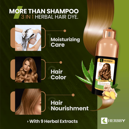 Hair Color Shampoo for Gray Hair Coverage & Color Transformation with 9 Herbal Extracts – Long Lasting (6-8 Weeks), Shiny, Evenly Colored, Instant Hair Dye Shampoo & Conditioner in Minutes, Nonstick to Scalp 500 ML (Wild Honey Color)