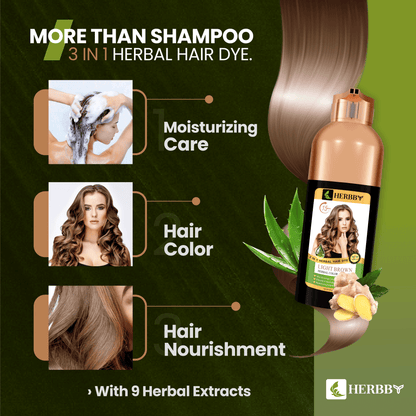 Hair Color Shampoo for Gray Hair Coverage & Color Transformation with 9 Herbal Extracts – Long Lasting (6-8 Weeks), Shiny, Evenly Colored, Instant Hair Dye Shampoo & Conditioner in Minutes, Nonstick to Scalp 500 ML (Light Brown Color)