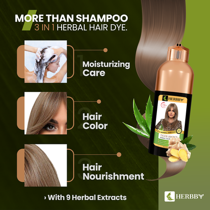 Hair Color Shampoo for Gray Hair Coverage & Color Transformation with 9 Herbal Extracts – Long Lasting (6-8 Weeks), Shiny, Evenly Colored, Instant Hair Dye Shampoo & Conditioner in Minutes, Nonstick to Scalp 500 ML (Tiger Brown Color)