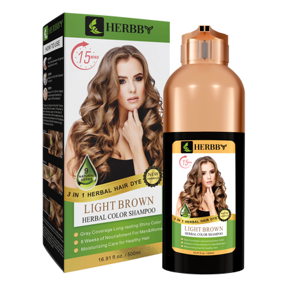 Hair Color Shampoo for Gray Hair Coverage & Color Transformation with 9 Herbal Extracts – Long Lasting (6-8 Weeks), Shiny, Evenly Colored, Instant Hair Dye Shampoo & Conditioner in Minutes, Nonstick to Scalp 500 ML (Light Brown Color)