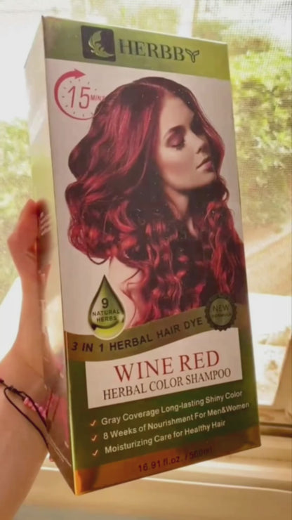 Hair Color Shampoo for Gray Hair Coverage & Color Transformation with 9 Herbal Extracts – Long Lasting (6-8 Weeks), Shiny, Evenly Colored, Instant Hair Dye Shampoo & Conditioner in Minutes, Nonstick to Scalp 500 ML (Wine Red Color)